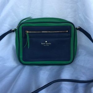 Green and navy Vintage Kate Spade crossbody bag, gently loved